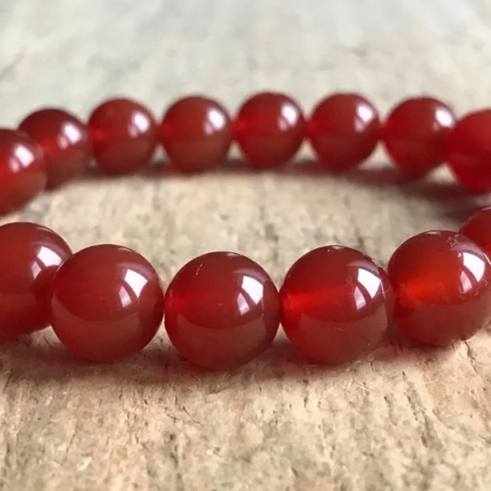 Men's Carnelian Gemstone Beaded Stretch Bracelet - 10mm Beads